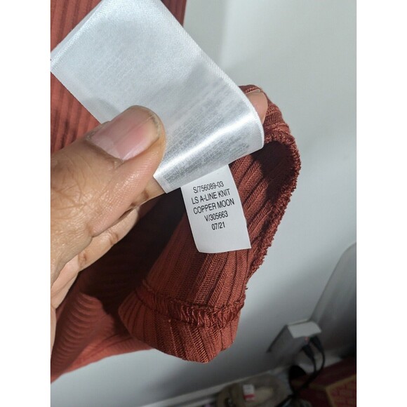 NWT Old Navy Dress Women Plus 3X Copper Mom Long Sleeve A-Line Rib Knit Mini - Picture 6 of 8